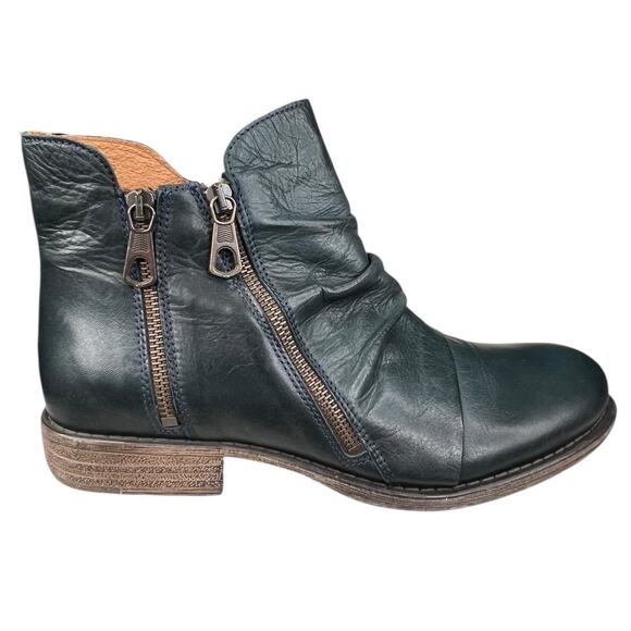 Miz Mooz Women’s Logic Blue Green Leather Zipper Ankle Boots Size 41 US 9.5/10 - Picture 1 of 12